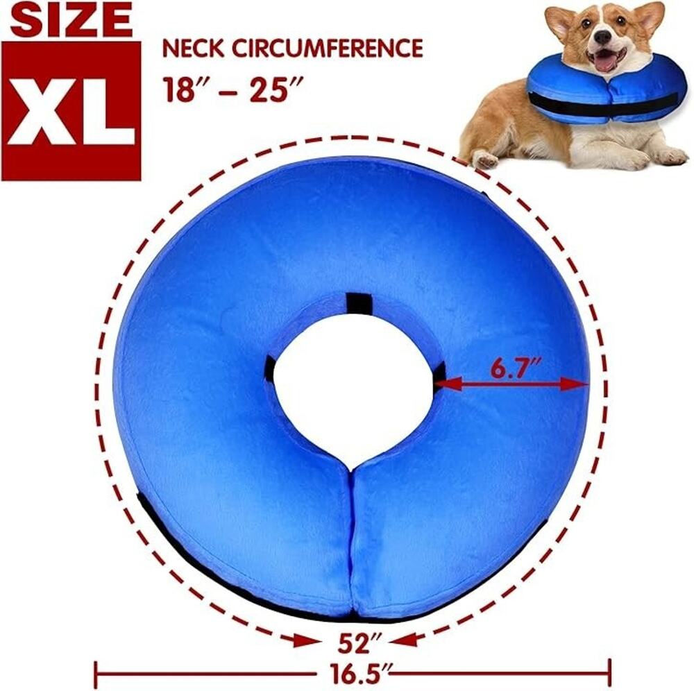 Tongjixope Inflatable Dog Recovery Collar Cone XL 18-25" Blue Open Box NEW